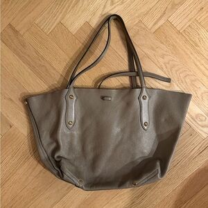 Annabel Ingall Taupe Leather Tote with Gold Hardware